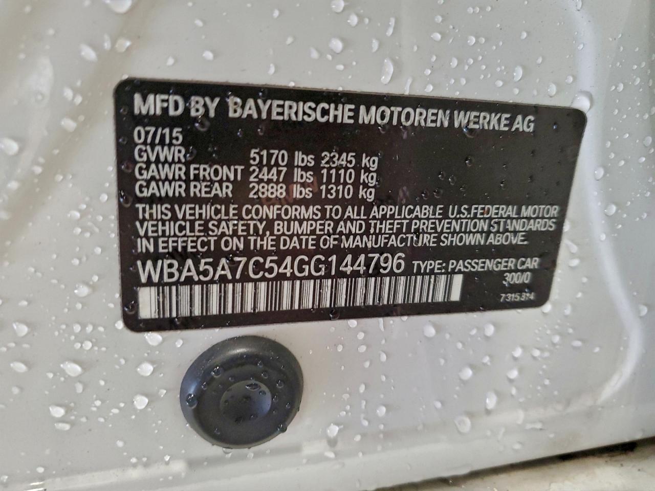 2016 BMW 528 Xi VIN: WBA5A7C54GG144796 Lot: 95652395