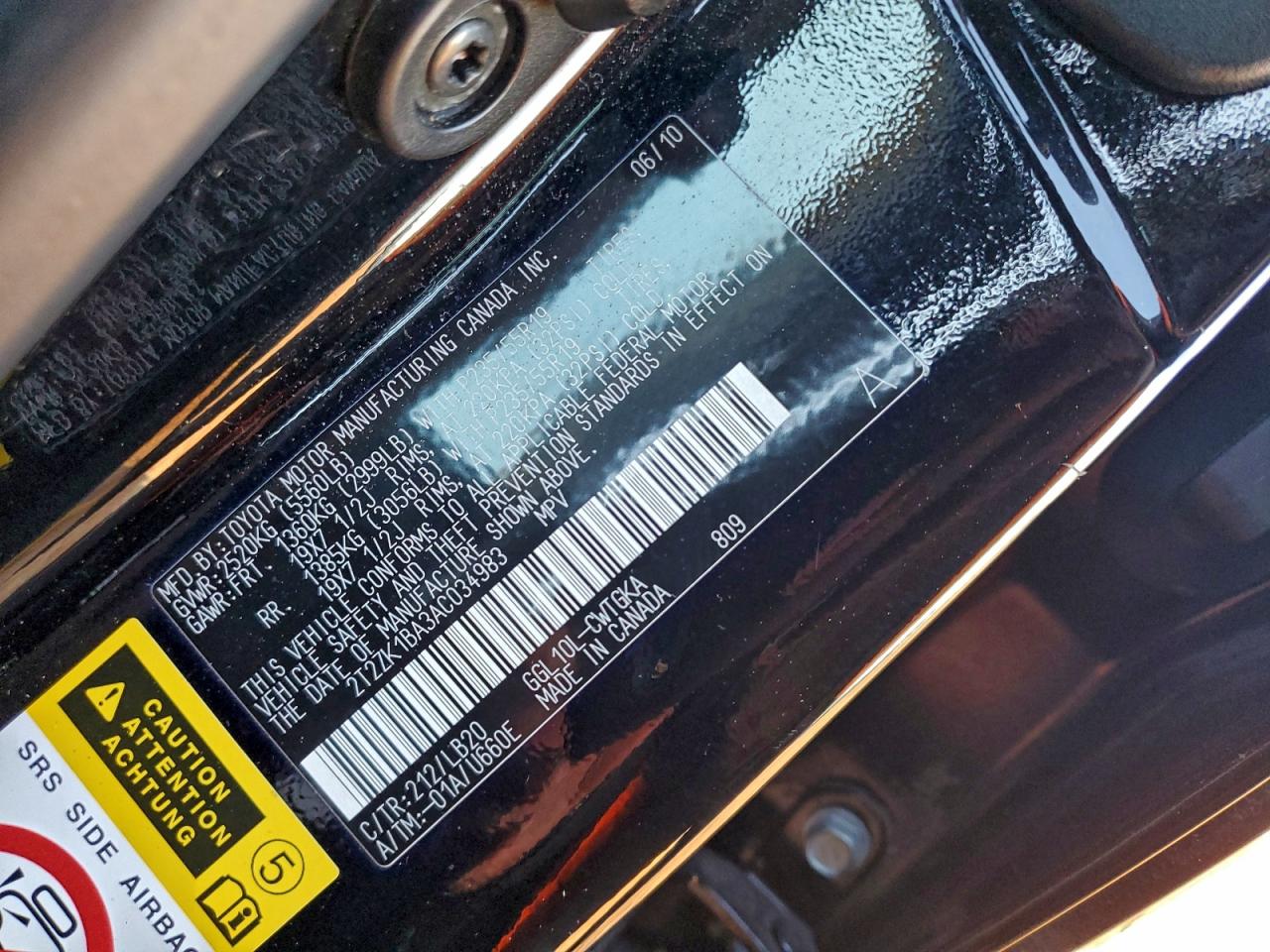 2010 Lexus Rx 350 VIN: 2T2ZK1BA3AC034983 Lot: 94882345