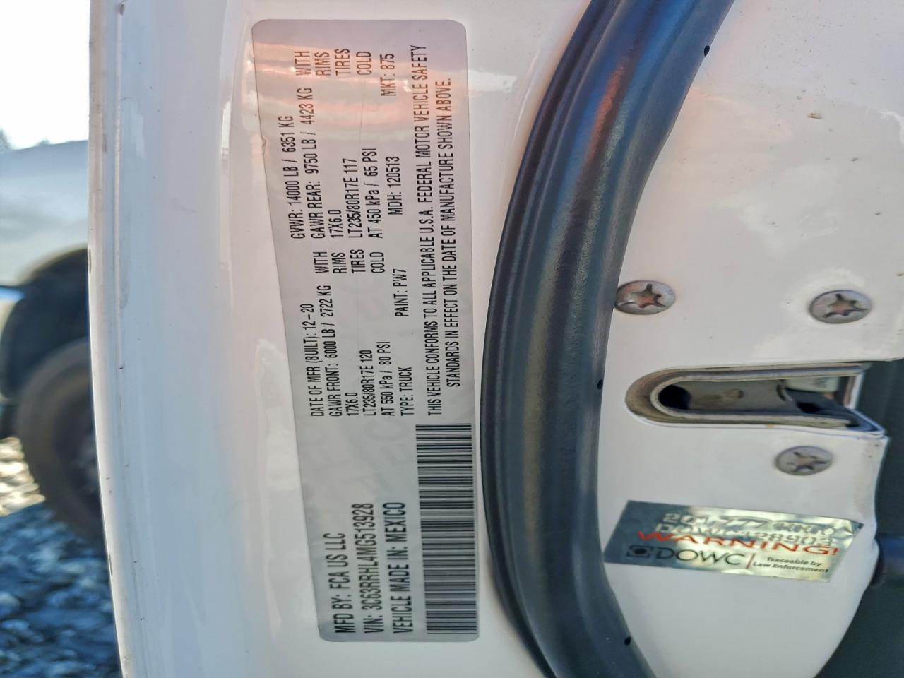 2021 Ram 3500 Big Horn VIN: 3C63RRHL4MG513928 Lot: 97313075