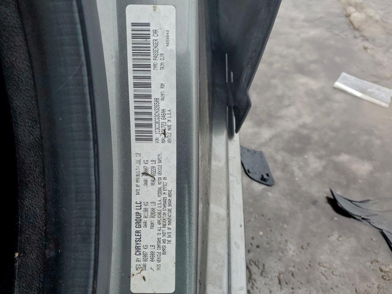 2012 Chrysler 200 Limited VIN: 1C3CCBCG3CN326508 Lot: 95893755