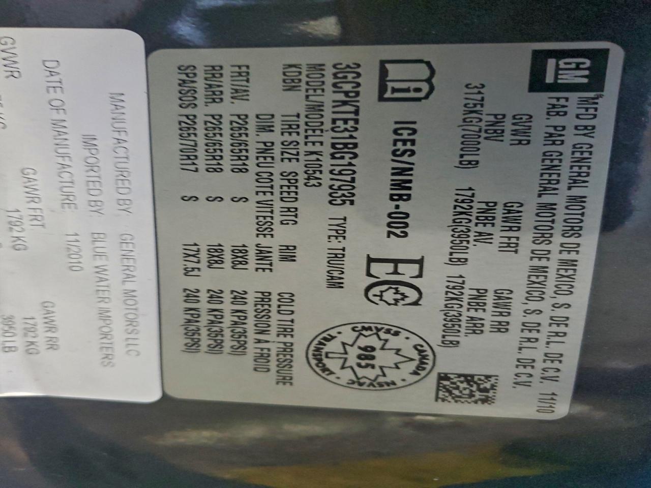 2011 Chevrolet Silverado K1500 Ltz VIN: 3GCPKTE31BG197935 Lot: 96924865