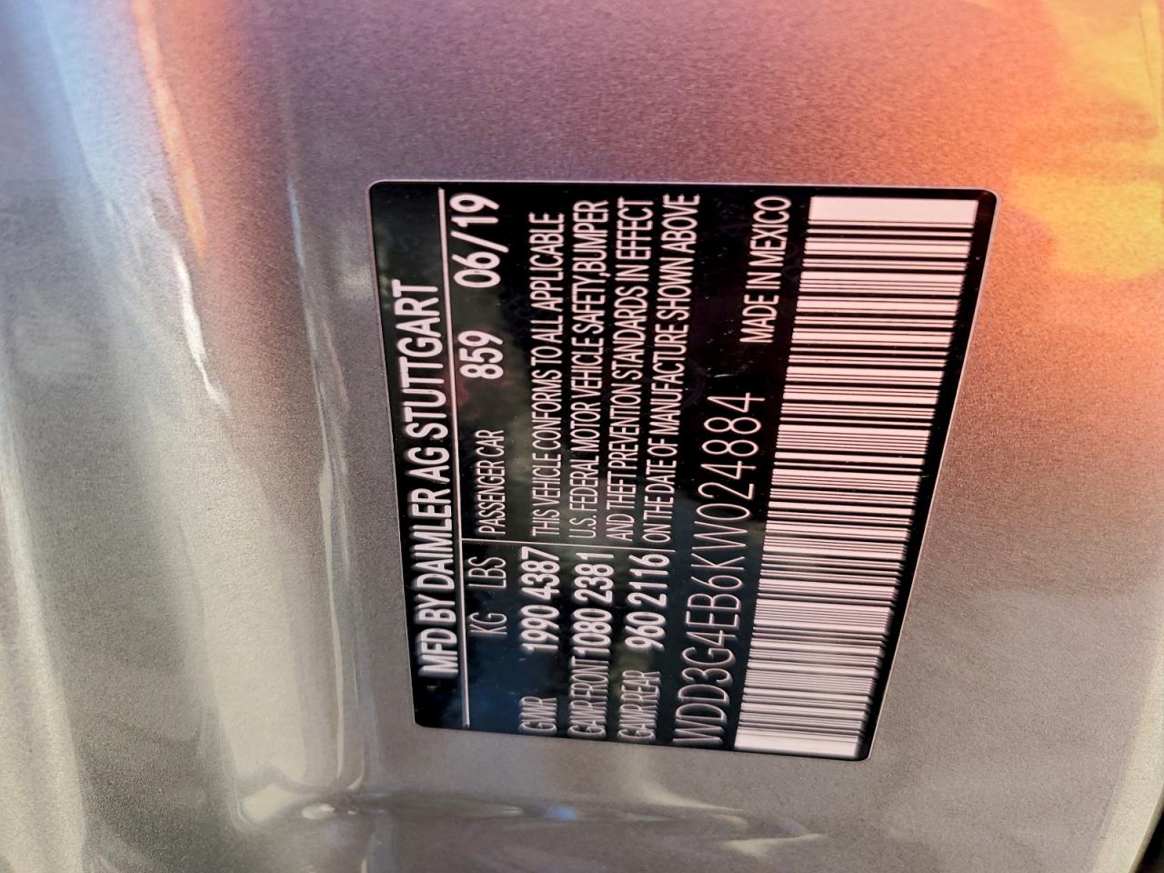 2019 Mercedes-Benz A 220 VIN: WDD3G4EB6KW024884 Lot: 94787565