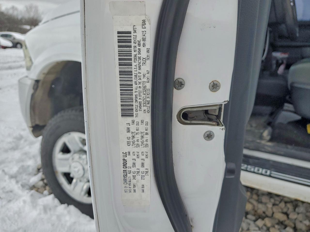 2012 Dodge Ram 2500 St VIN: 3C6UD5CL0CG286772 Lot: 94389175