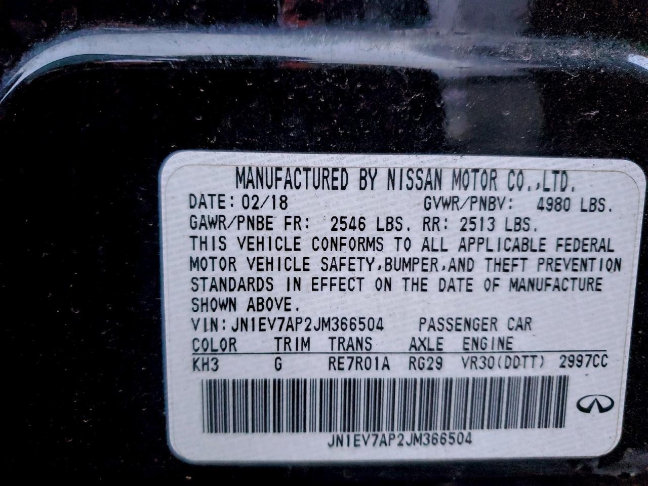 2018 Infiniti Q50 Luxe VIN: JN1EV7AP2JM366504 Lot: 96274475