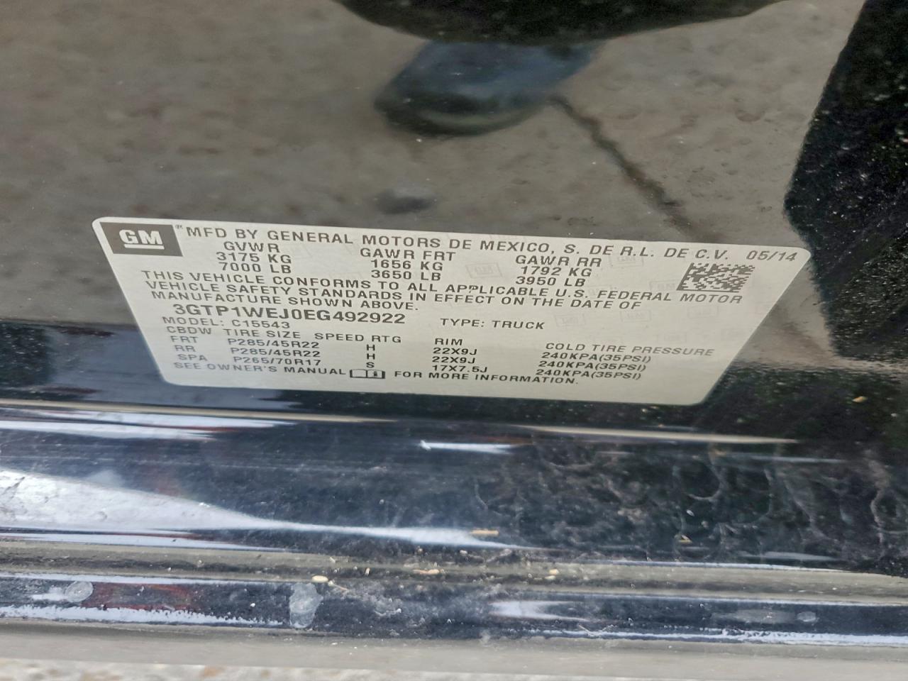 2014 GMC Sierra C1500 Denali VIN: 3GTP1WEJ0EG492922 Lot: 94535425