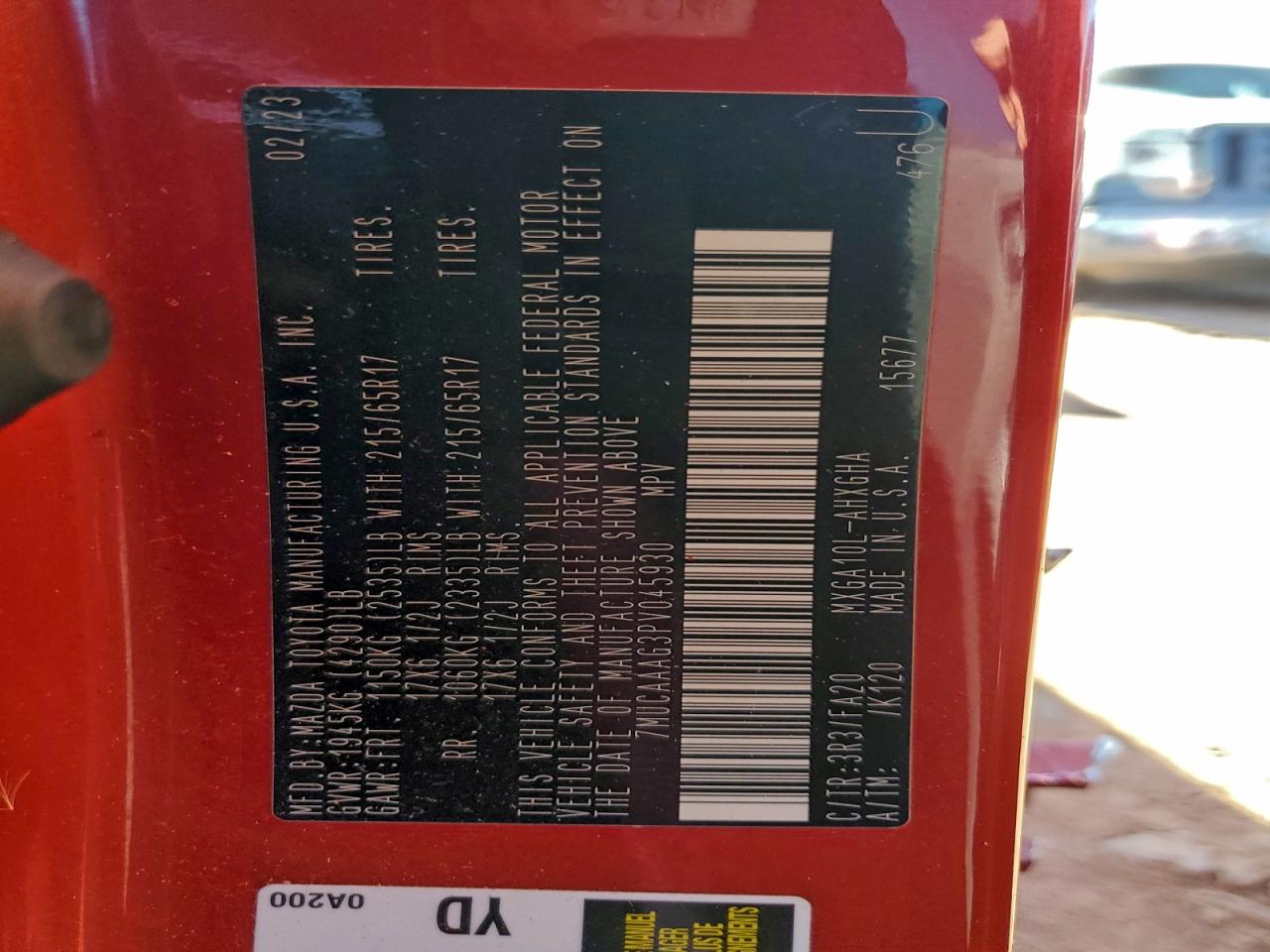 2023 Toyota Corolla Cross Le VIN: 7MUCAAAG3PV045930 Lot: 95910495