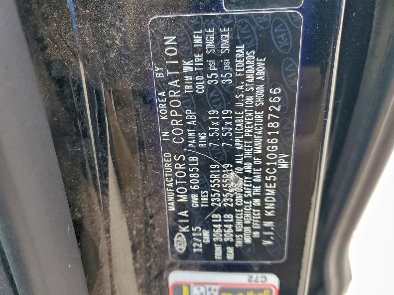 2016 Kia Sedona Sxl VIN: KNDME5C10G6187266 Lot: 95171805