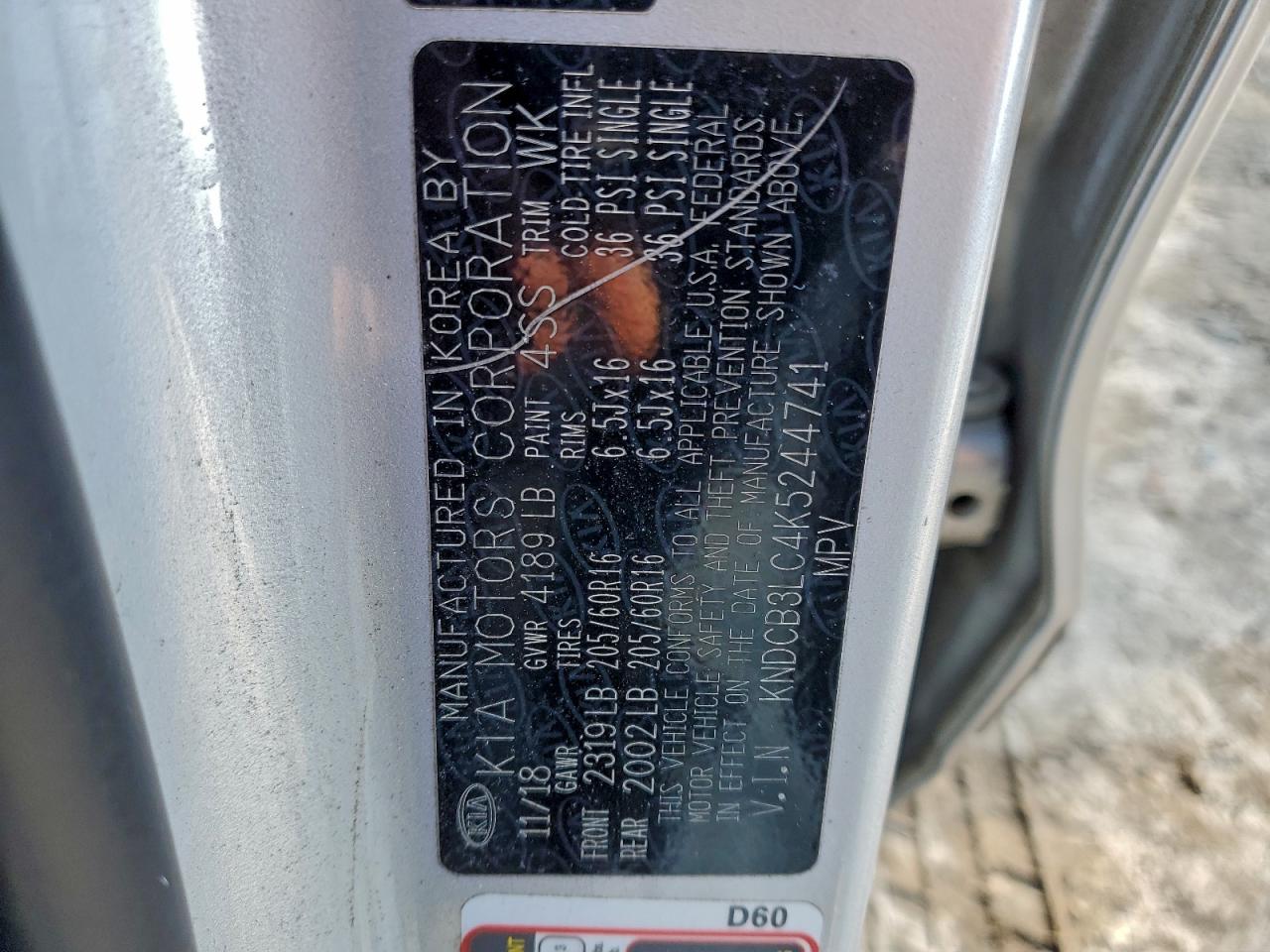 2019 Kia Niro Fe VIN: KNDCB3LC4K5244741 Lot: 96367065