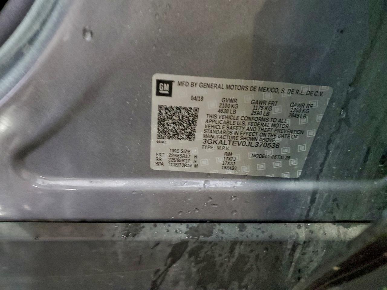 2018 GMC Terrain Sle VIN: 3GKALTEV0JL370536 Lot: 95071275