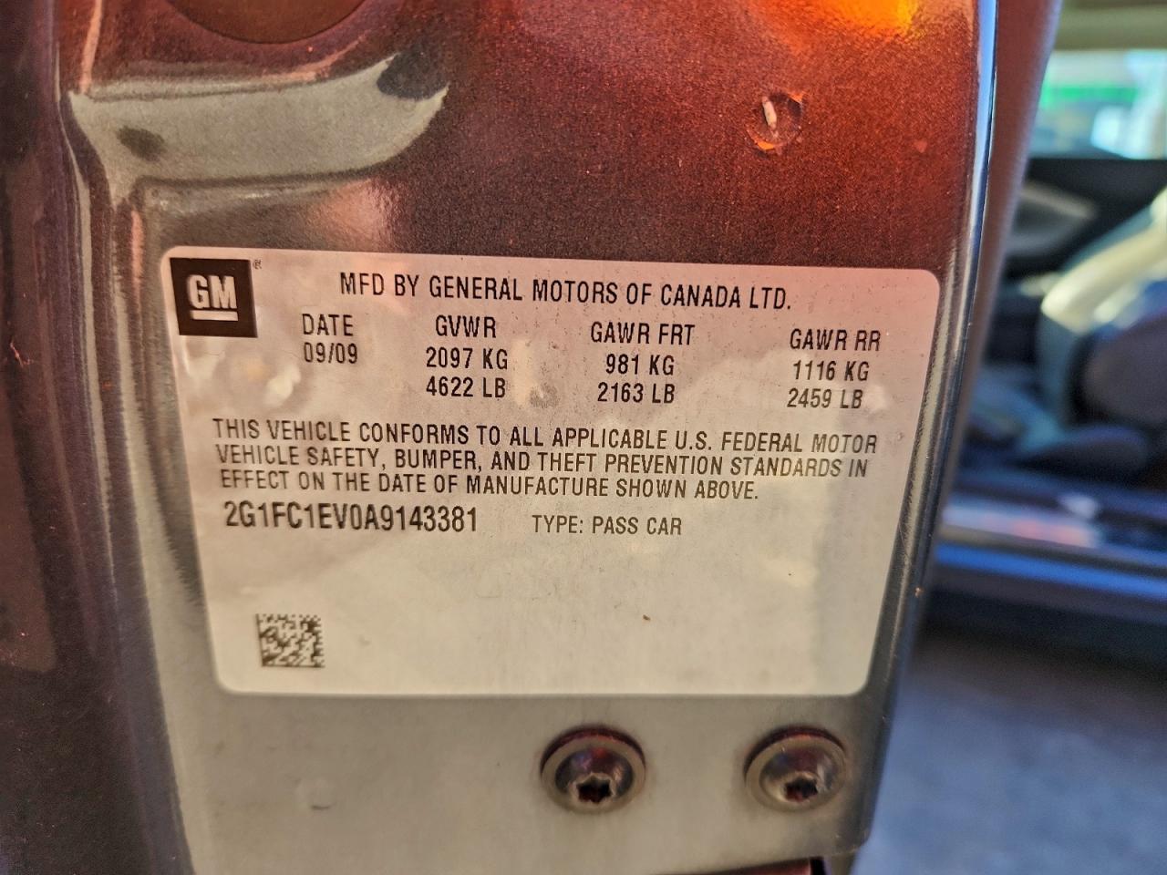 2010 Chevrolet Camaro Lt VIN: 2G1FC1EV0A9143381 Lot: 95972045