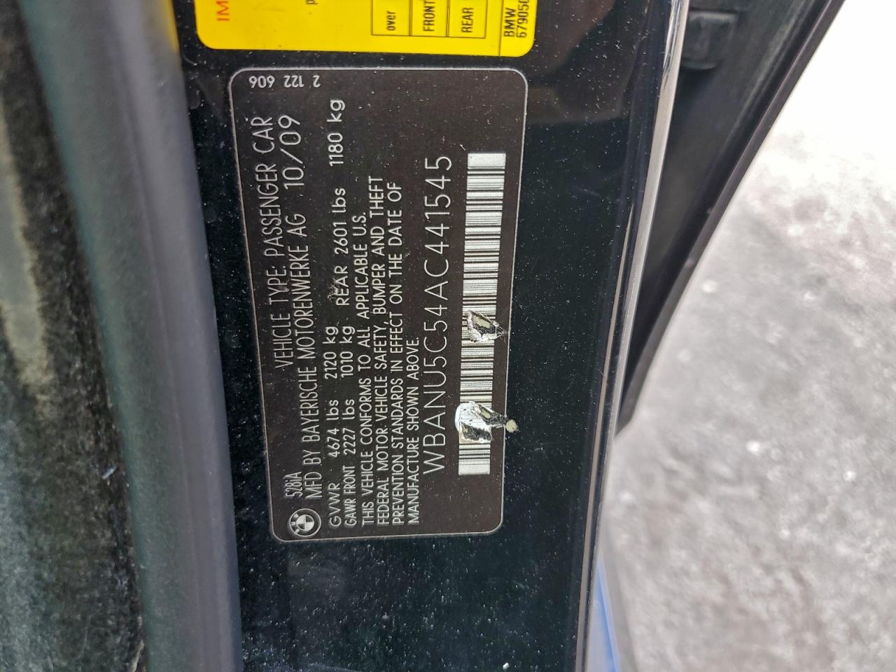 2010 BMW 528 I VIN: WBANU5C54AC441545 Lot: 97482275