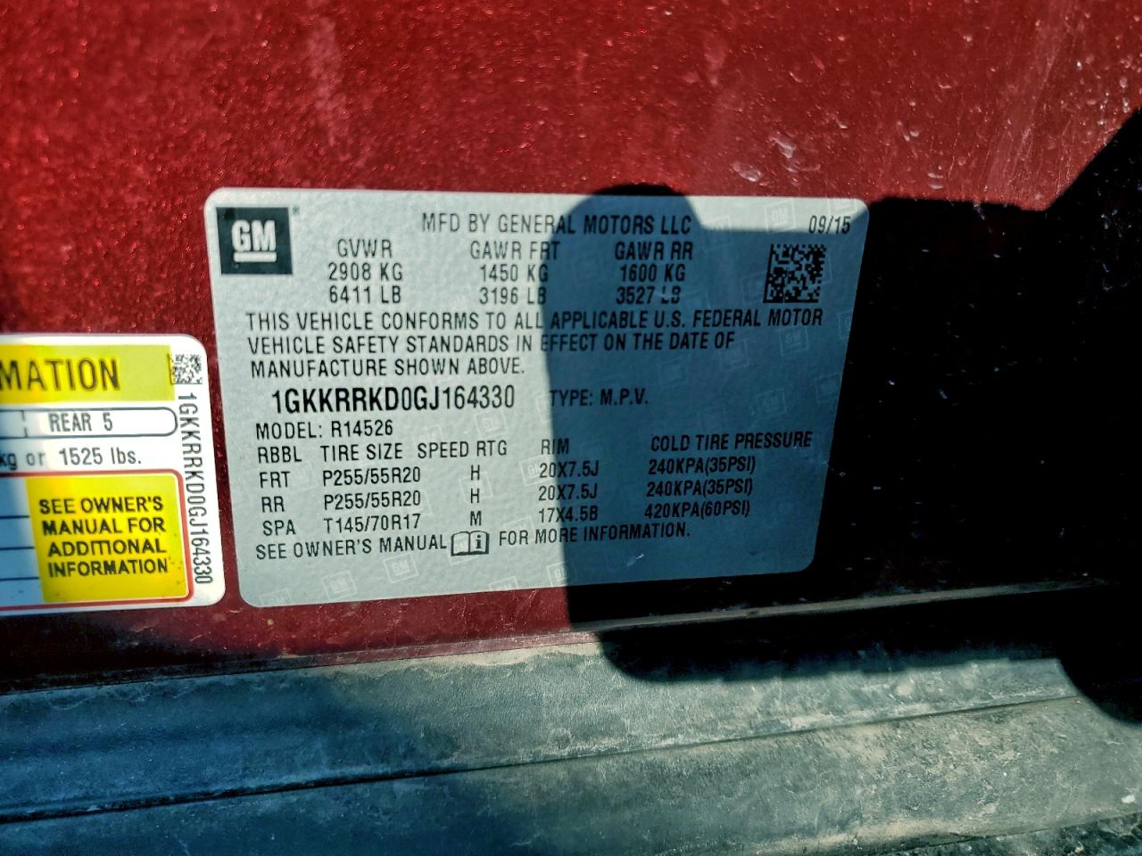2016 GMC Acadia Slt-1 VIN: 1GKKRRKD0GJ164330 Lot: 95507765