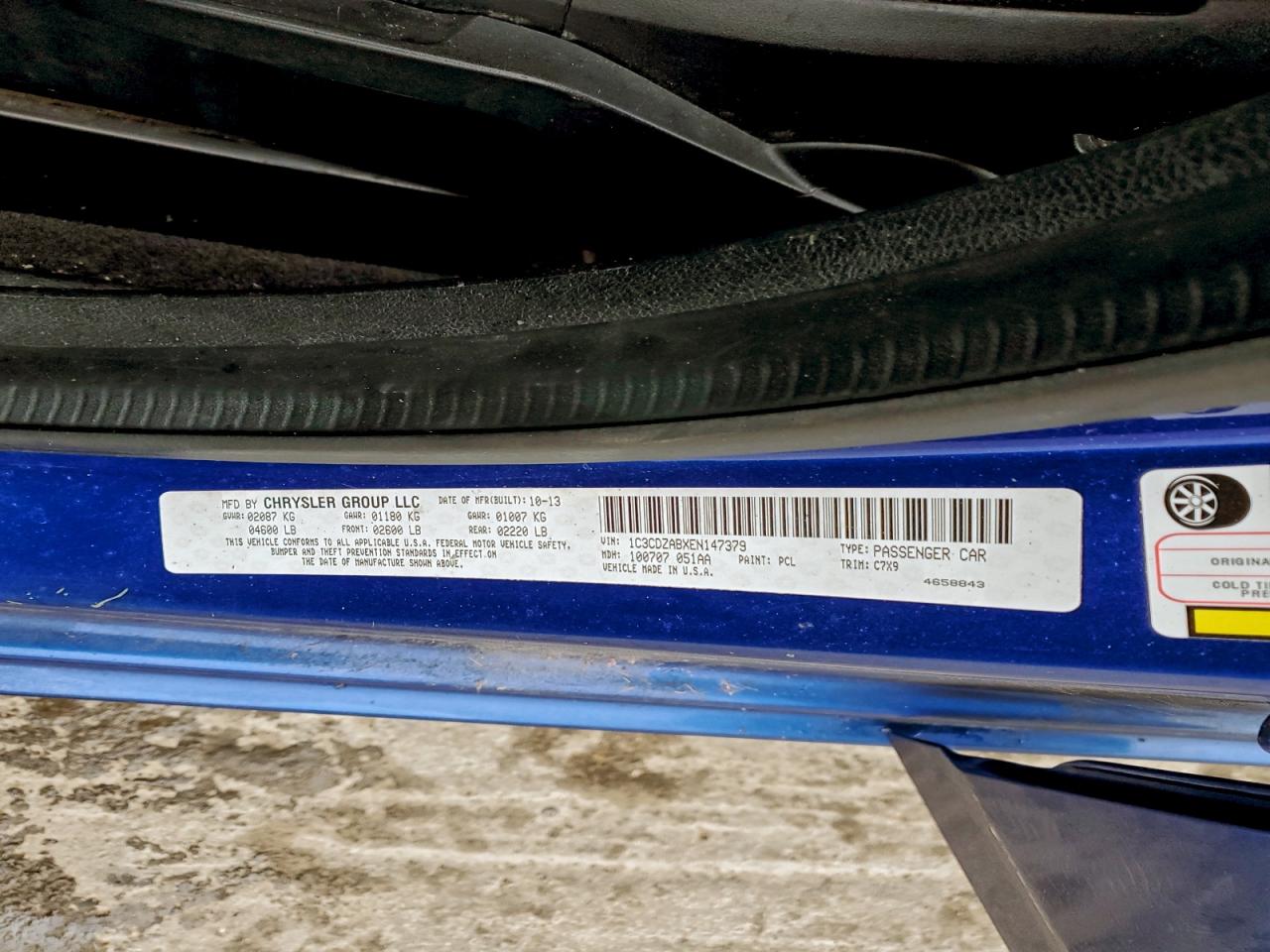 2014 Dodge Avenger Se VIN: 1C3CDZABXEN147379 Lot: 94950195