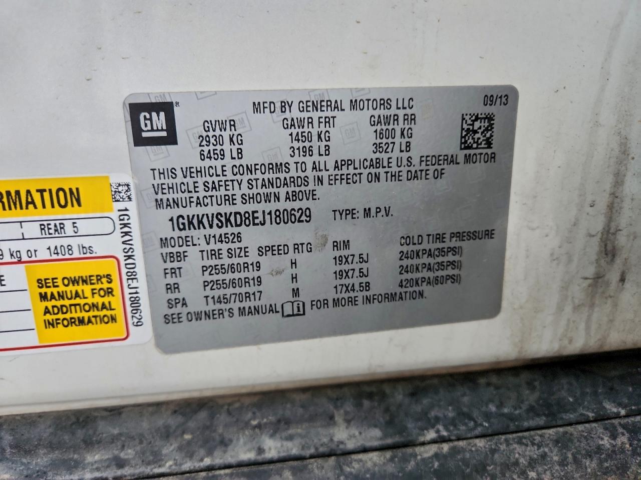 2014 GMC Acadia Slt-2 VIN: 1GKKVSKD8EJ180629 Lot: 96794095