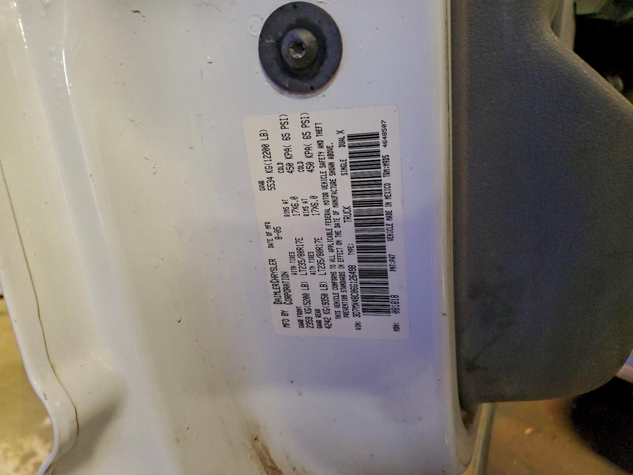 2006 Dodge Ram 3500 St VIN: 3D7MX48C06G126498 Lot: 97115385