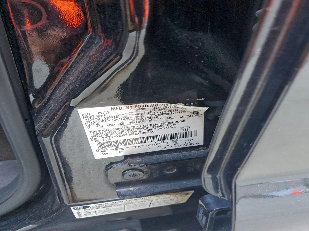 2011 Ford F250 Super Duty VIN: 1FT7W2BT8BEC05250 Lot: 94677365