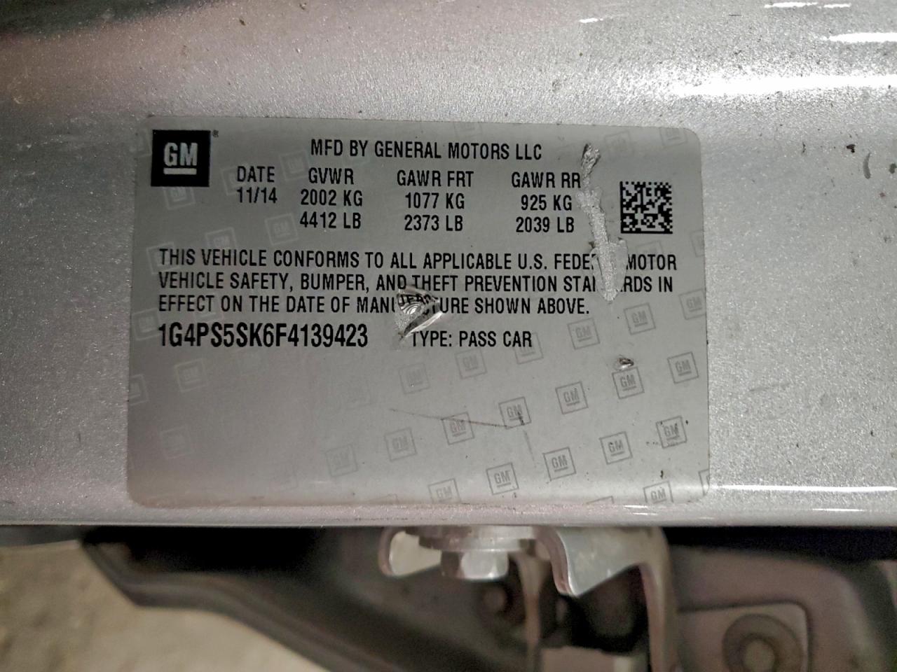 2015 Buick Verano VIN: 1G4PS5SK6F4139423 Lot: 95151115