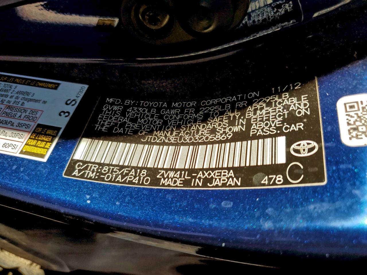 2013 Toyota Prius V VIN: JTDZN3EU3D3205869 Lot: 94595205