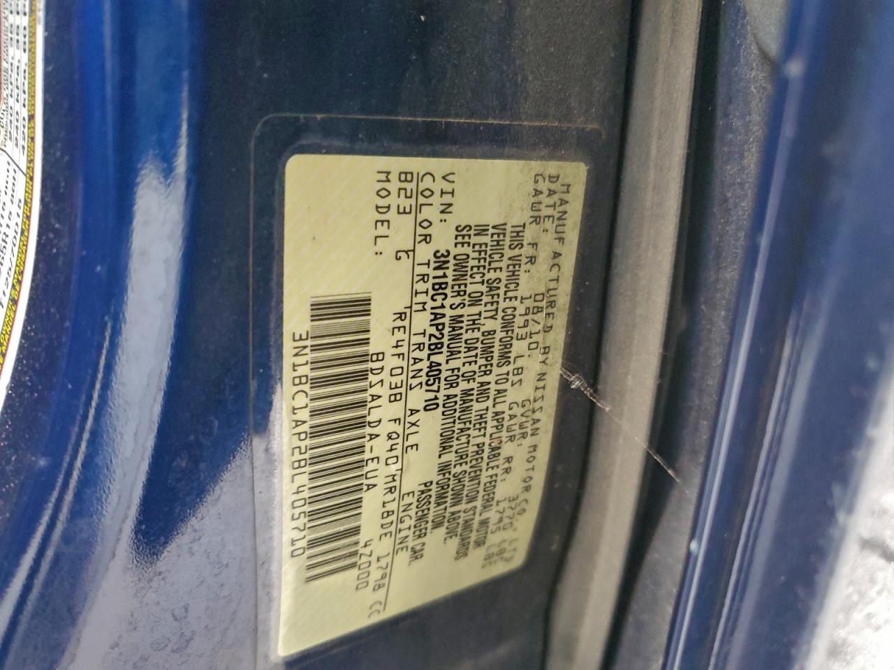 2011 Nissan Versa S VIN: 3N1BC1AP2BL405710 Lot: 95277775