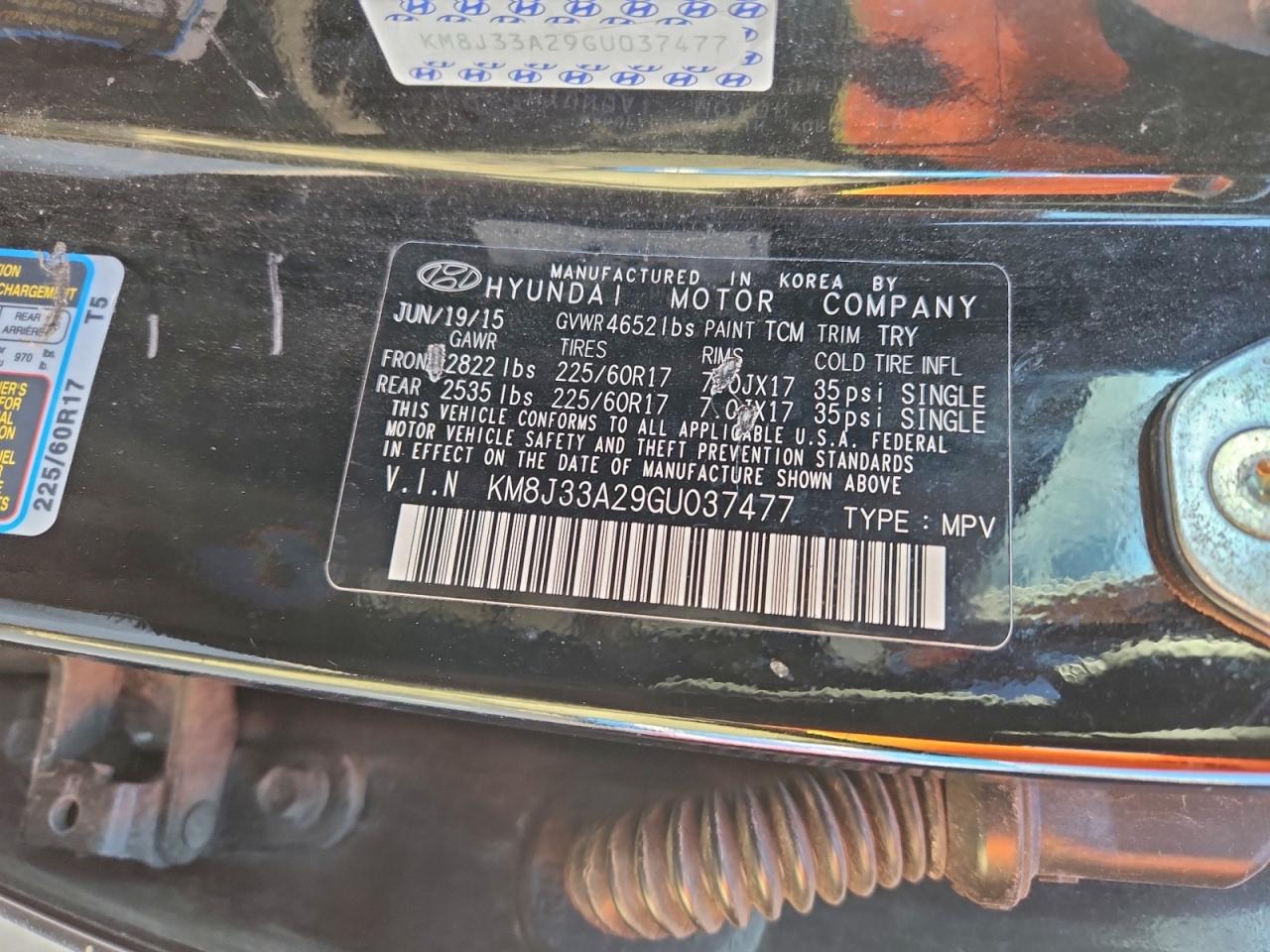2016 Hyundai Tucson Limited VIN: KM8J33A29GU037477 Lot: 95964785