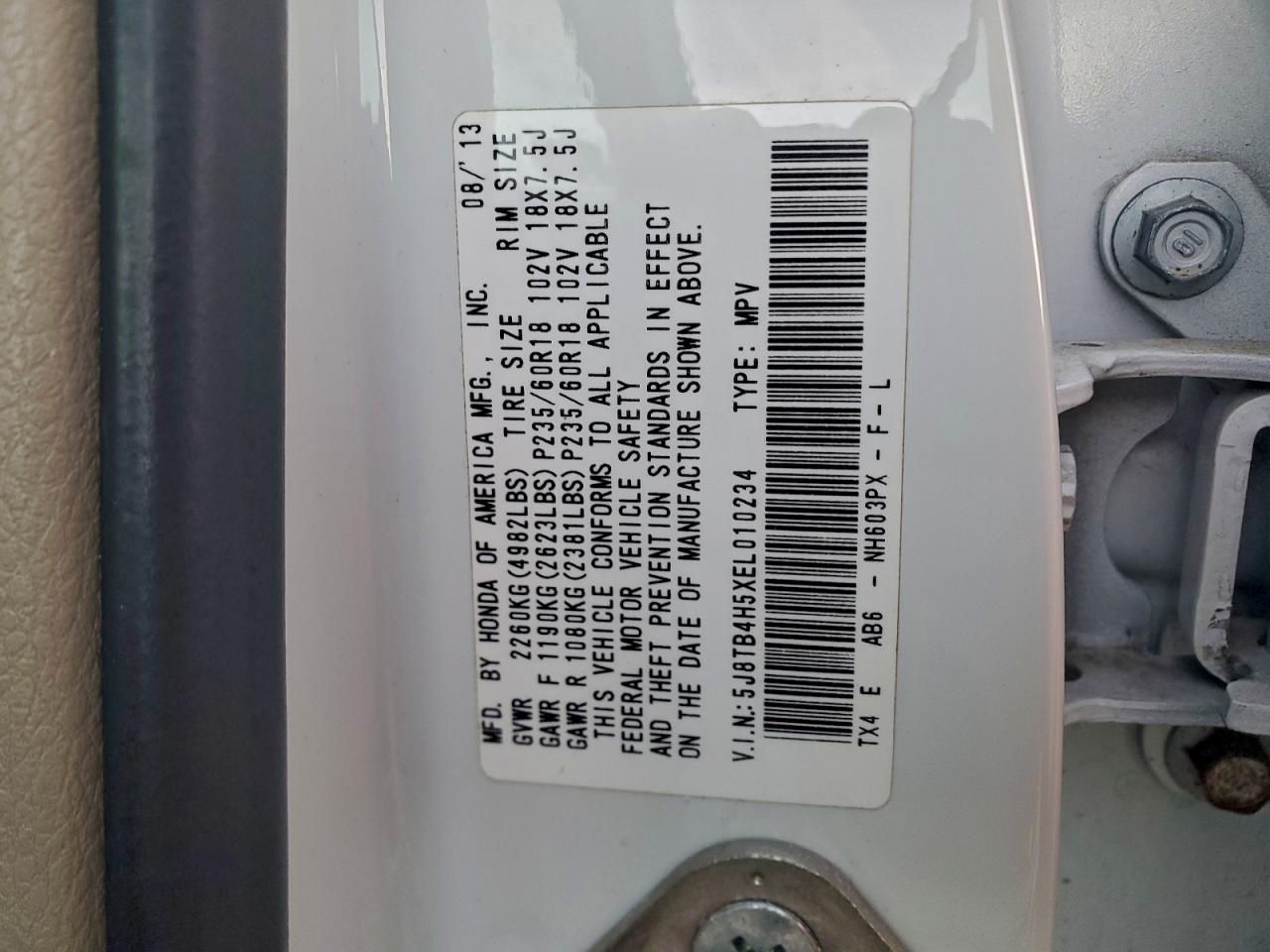 2014 Acura Rdx Technology VIN: 5J8TB4H5XEL010234 Lot: 94775145