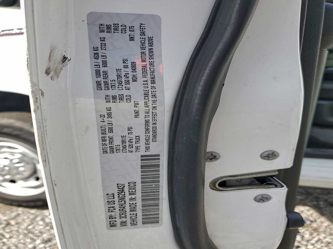 2022 Ram 2500 Tradesman VIN: 3C6UR4HL5NG294437 Lot: 94271725