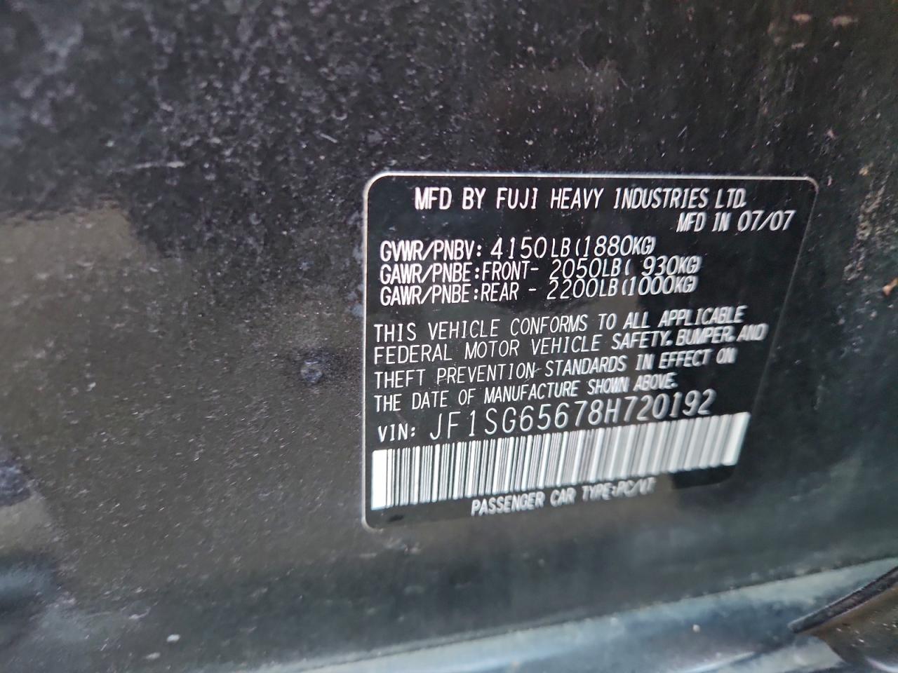 2008 Subaru Forester 2.5X Premium VIN: JF1SG65678H720192 Lot: 96578365