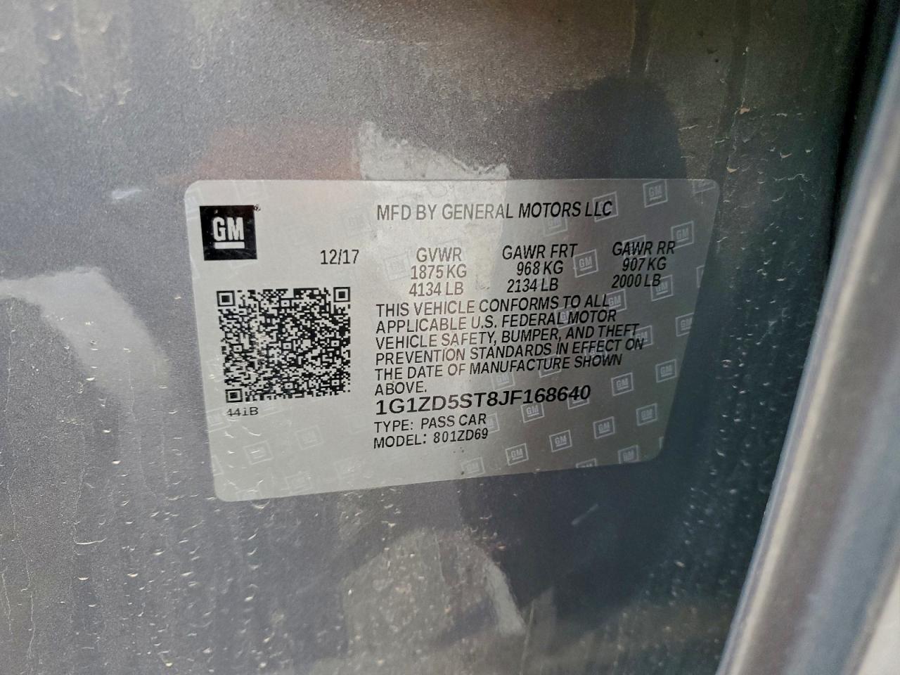 2018 Chevrolet Malibu Lt VIN: 1G1ZD5ST8JF168640 Lot: 94309345