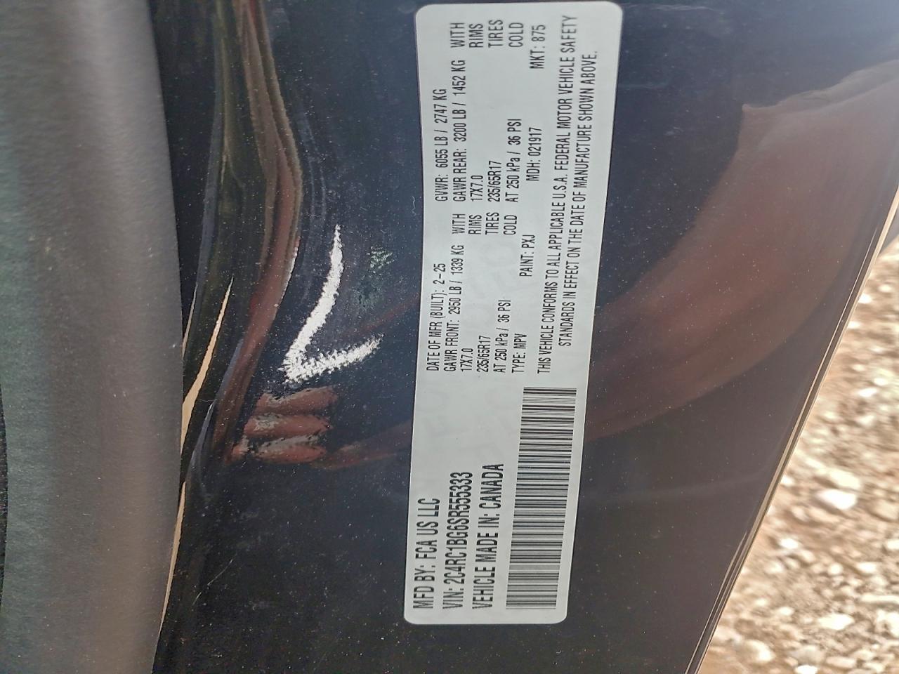 2025 Chrysler Pacifica Select VIN: 2C4RC1BG6SR555333 Lot: 96041485