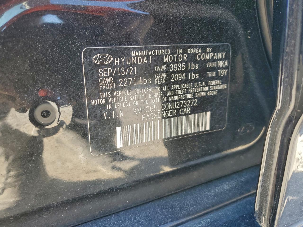 2022 Hyundai Ioniq Blue VIN: KMHC65LC0NU273272 Lot: 94857025