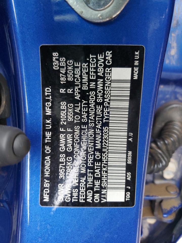 SHHFK7H55JU223035 HONDA CIVIC 2018