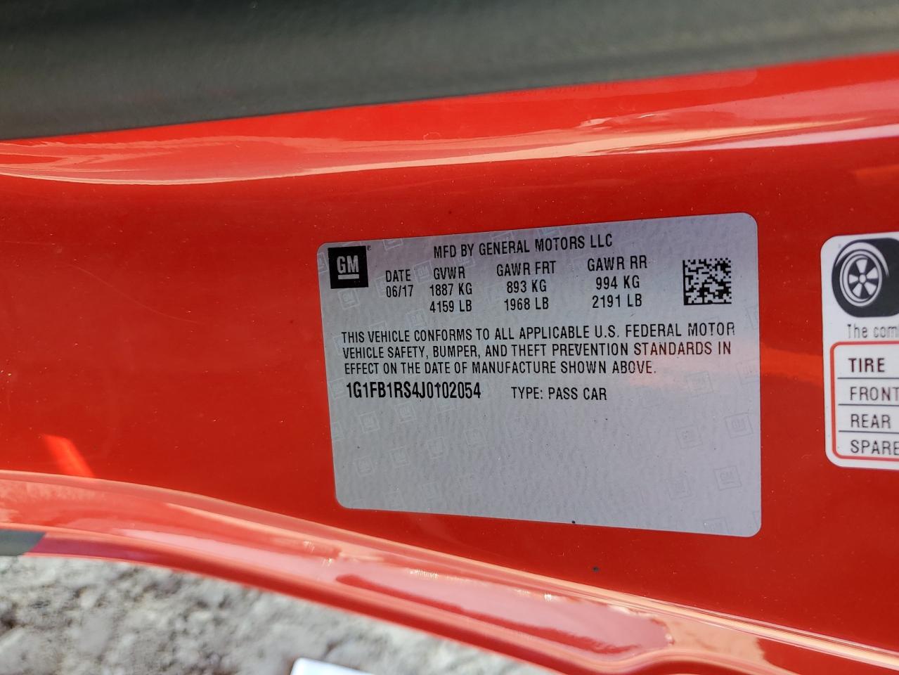 1G1FB1RS4J0102054 CHEVROLET CAMARO 2018