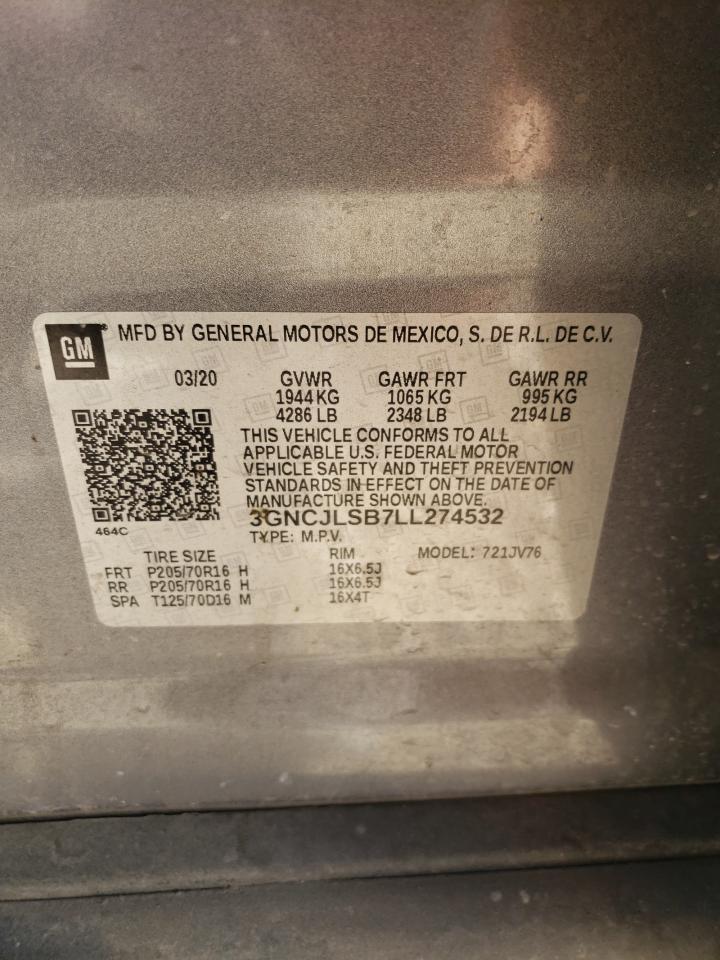 3GNCJLSB7LL274532 CHEVROLET TRAX 2020