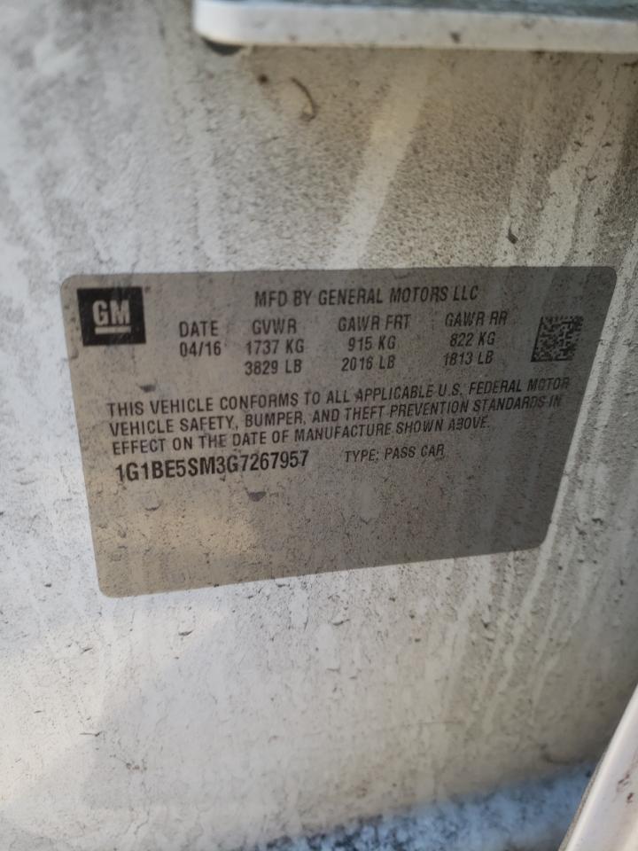 1G1BE5SM3G7267957 CHEVROLET CRUZE 2016