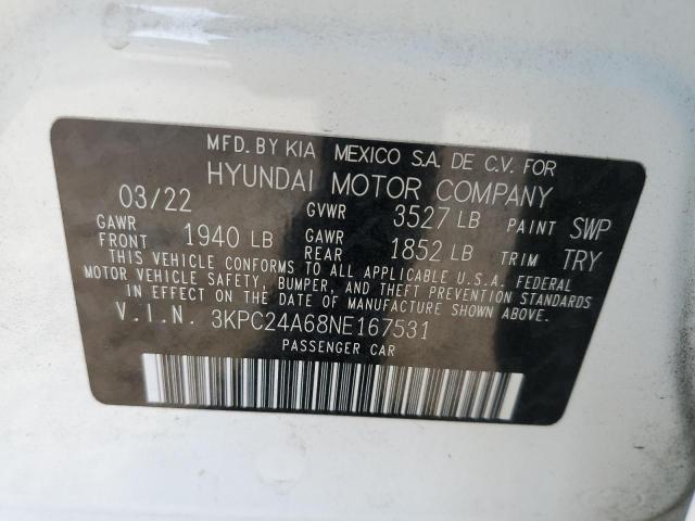 3KPC24A68NE167531 | 2022 HYUNDAI ACCENT SE