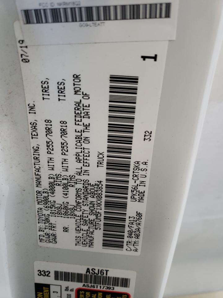 5TFUM5F1XKX083854 TOYOTA TUNDRA 2019