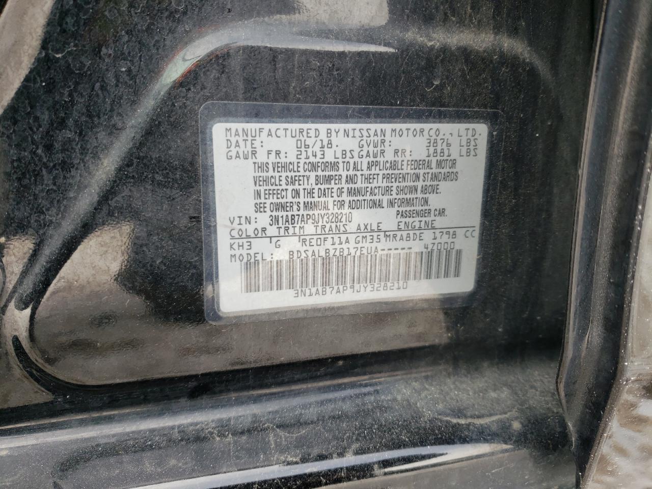 3N1AB7AP9JY328210 NISSAN SENTRA 2018