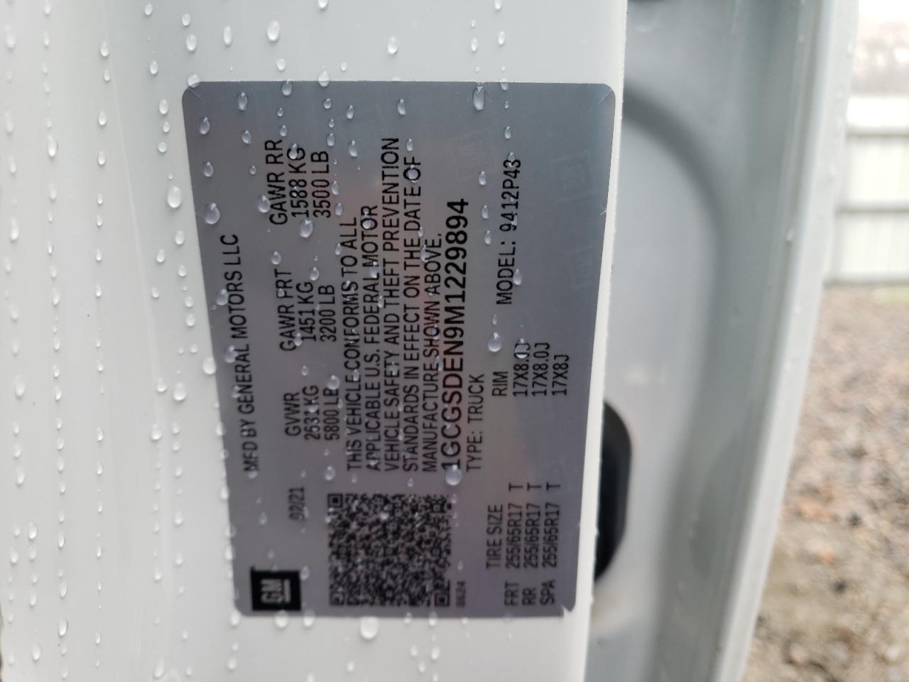 1GCGSDEN9M1229894 CHEVROLET COLORADO 2021