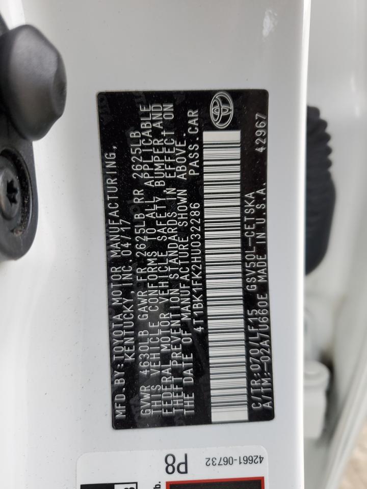 4T1BK1FK2HU032286 TOYOTA CAMRY 2017