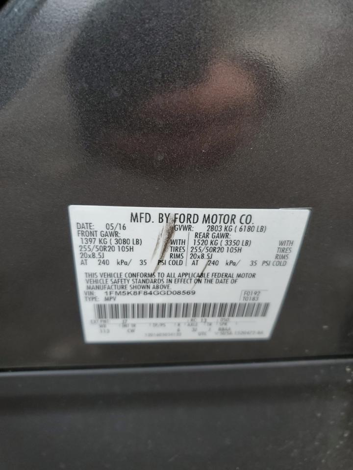 1FM5K8F84GGD08569 FORD EXPLORER 2016