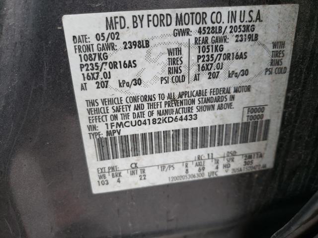 2002 Ford Escape Xlt VIN: 1FMCU04182KD64433 Lot: 55892304