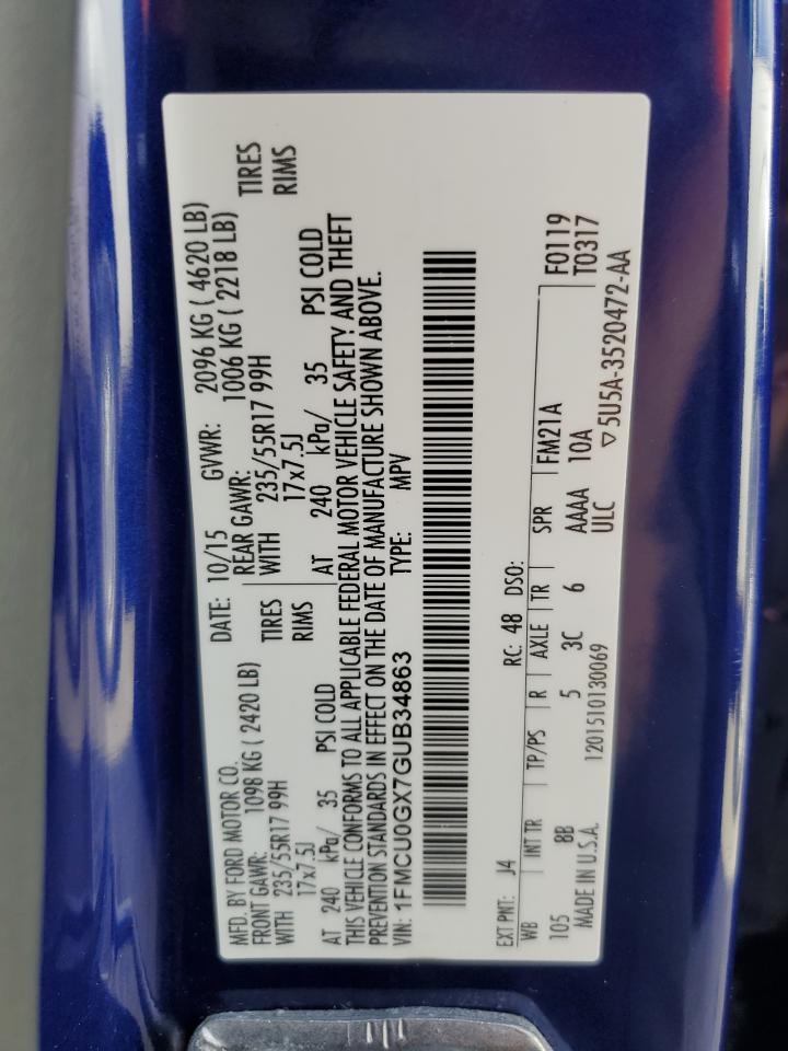 1FMCU0GX7GUB34863 FORD ESCAPE 2016