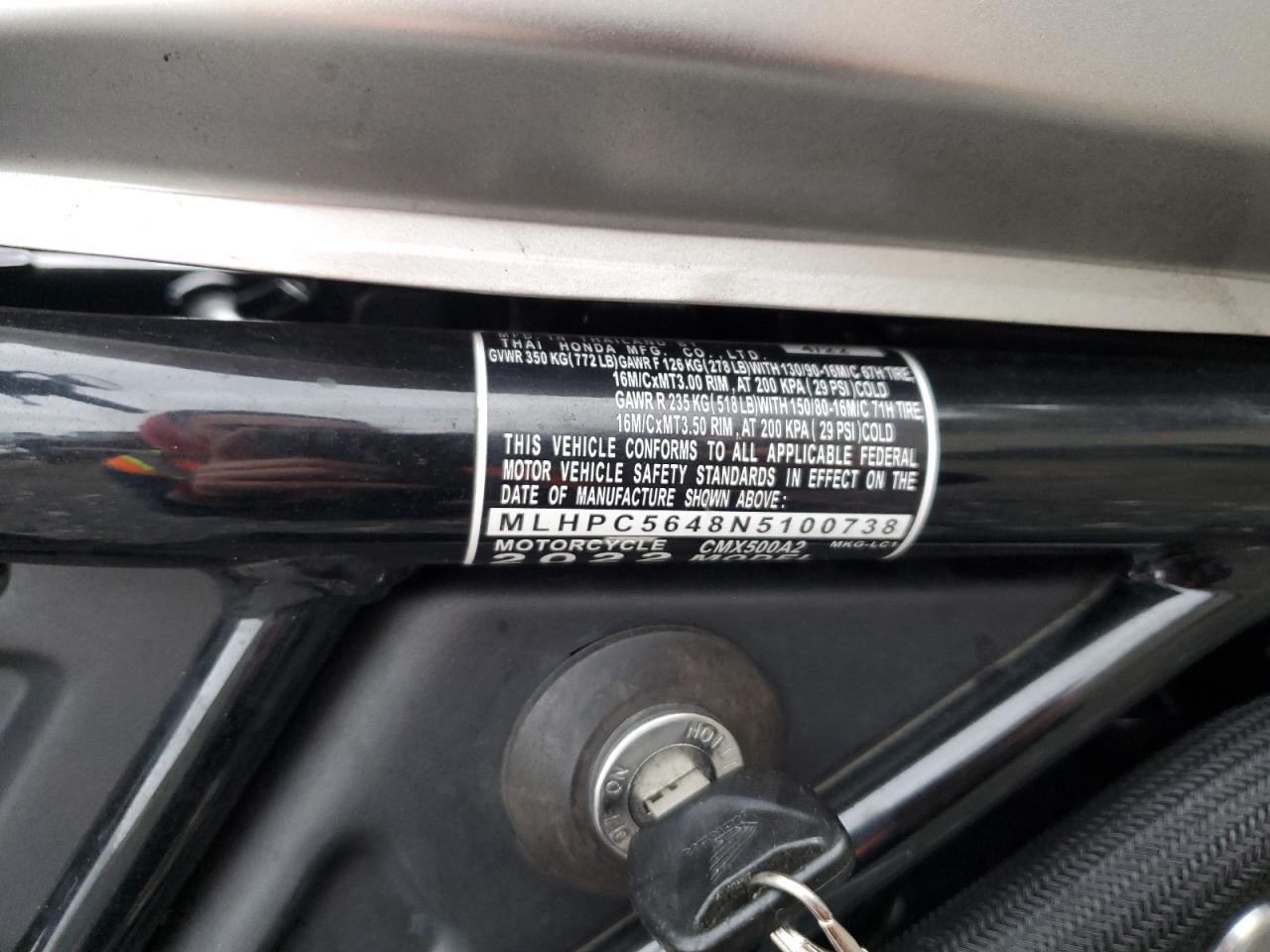 MLHPC5648N5100738 HONDA CM CYCLE 2022