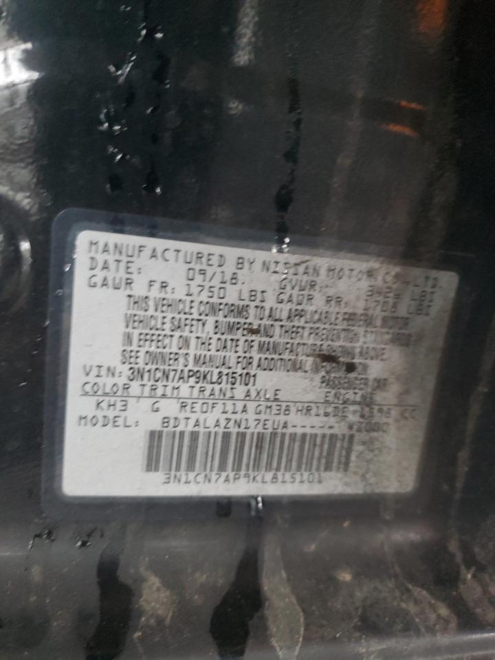 3N1CN7AP9KL815101 NISSAN VERSA 2019