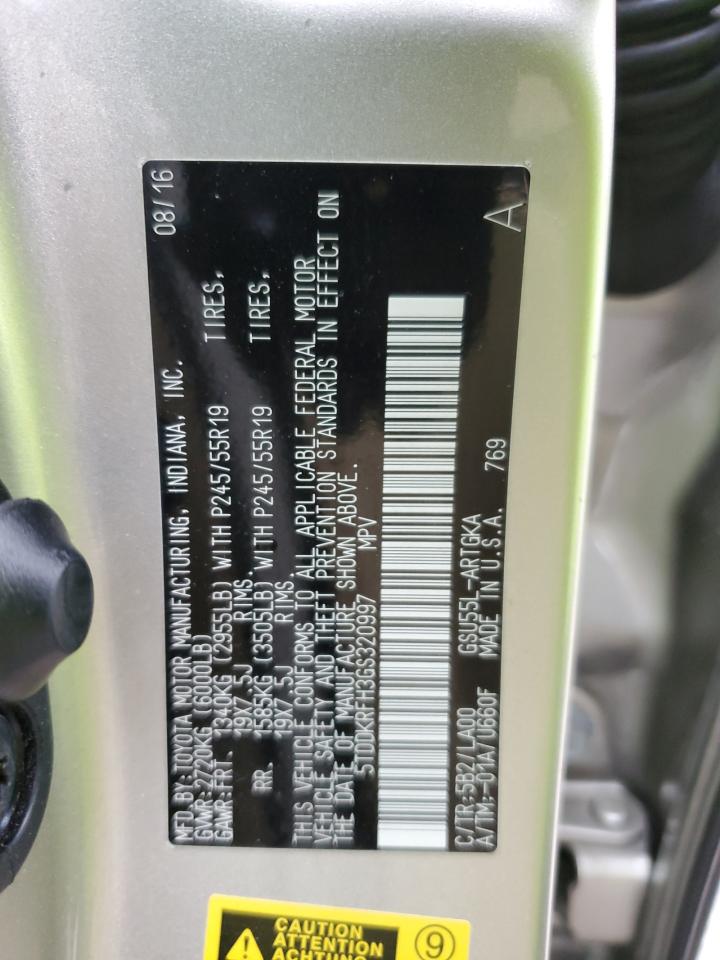 5TDDKRFH3GS320997 TOYOTA HIGHLANDER 2016