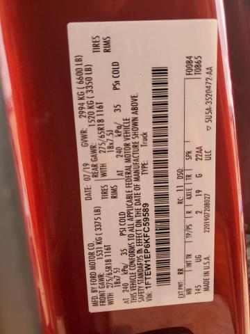 2019 FORD F150 SUPER 1FTEW1EP6KFC59589