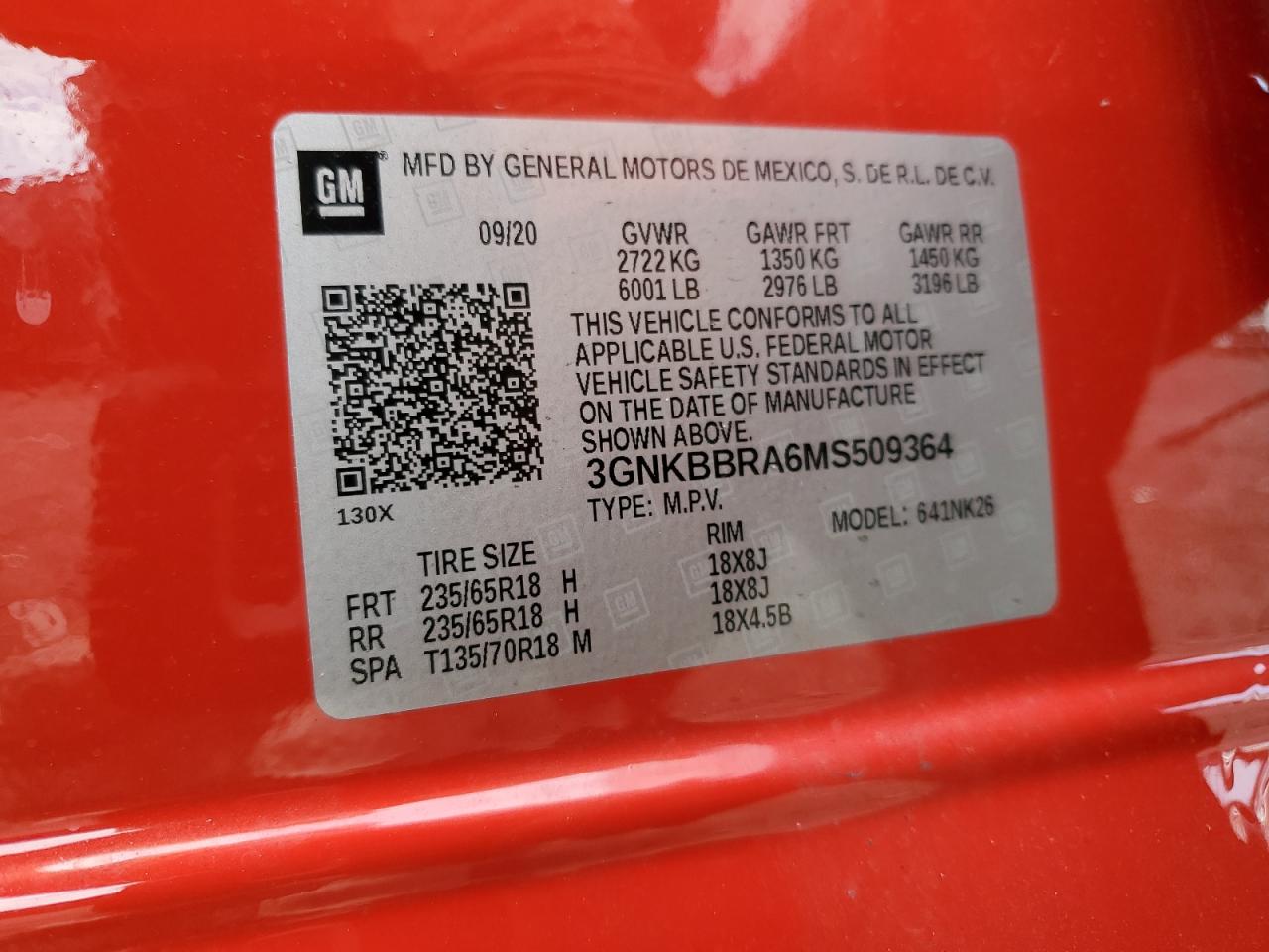 3GNKBBRA6MS509364 CHEVROLET BLAZER 2021