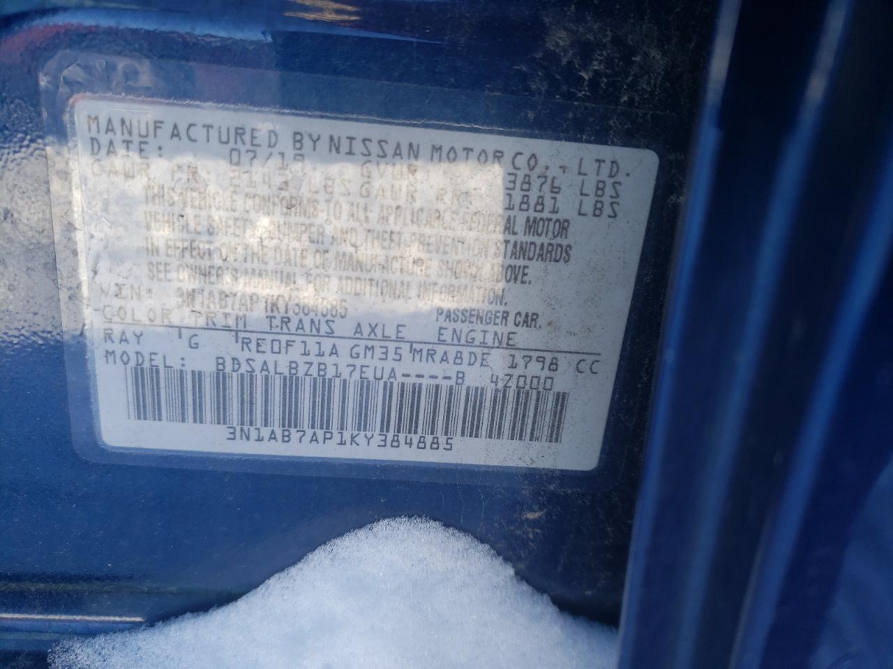 3N1AB7AP1KY384885 NISSAN SENTRA 2019