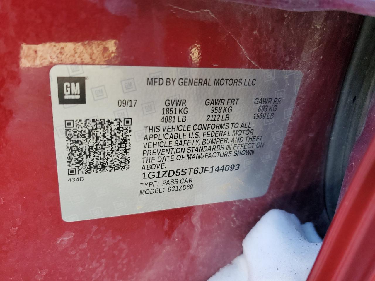 1G1ZD5ST6JF144093 CHEVROLET MALIBU 2018