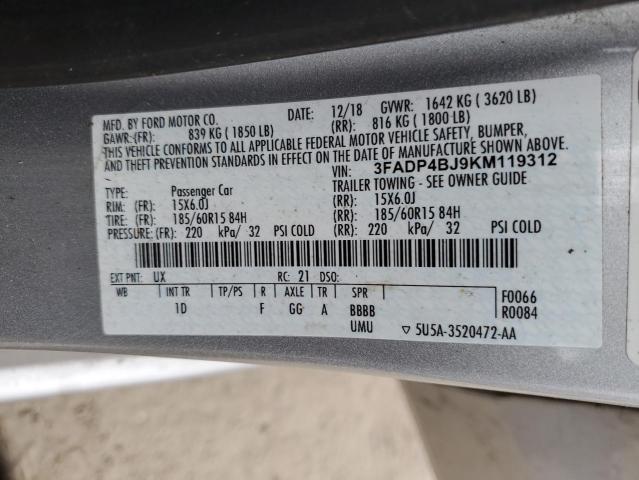 3FADP4BJ9KM119312 FORD FIESTA 2019